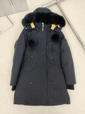 Moose Knuckles Women's Long Parka with Plush Hood Trim