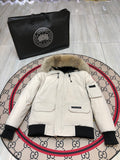 Canada Goose Chilliwack White Fur-Trim Hooded Bomber Jacket