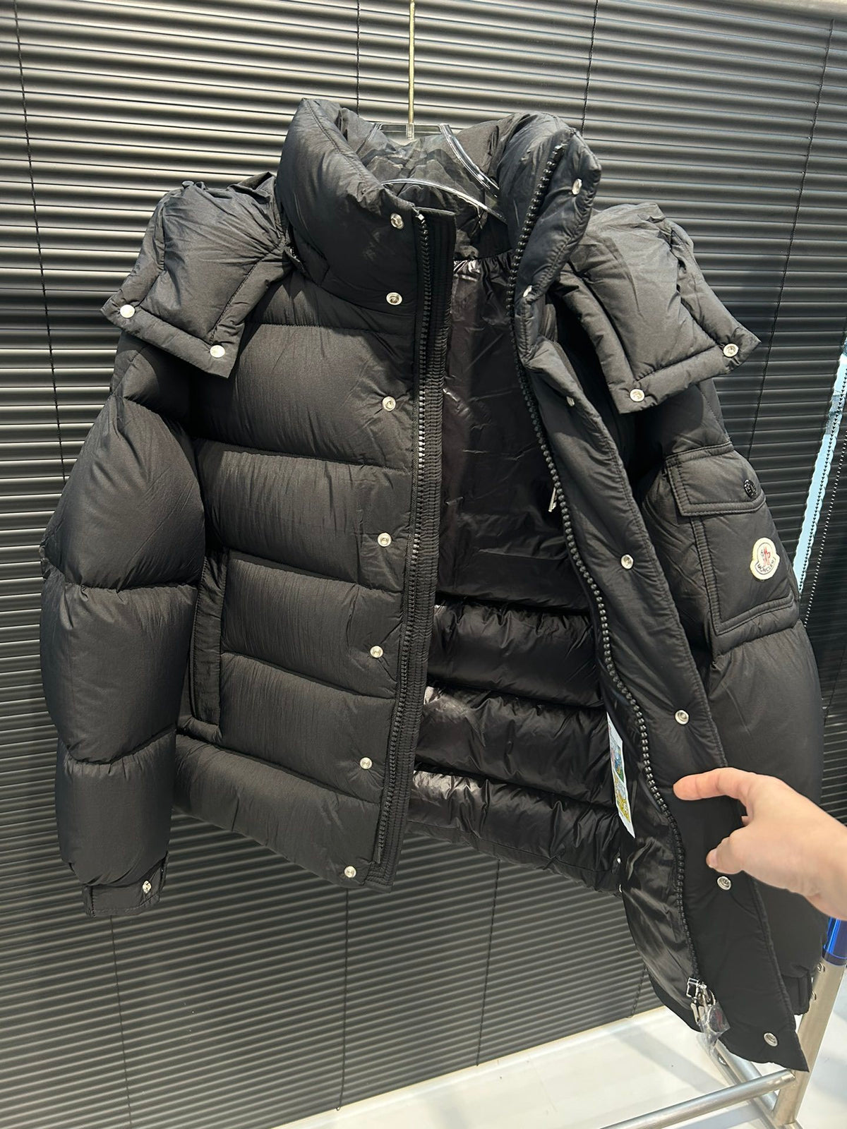 Moncler Maya Matte Black Hooded Puffer Jacket
