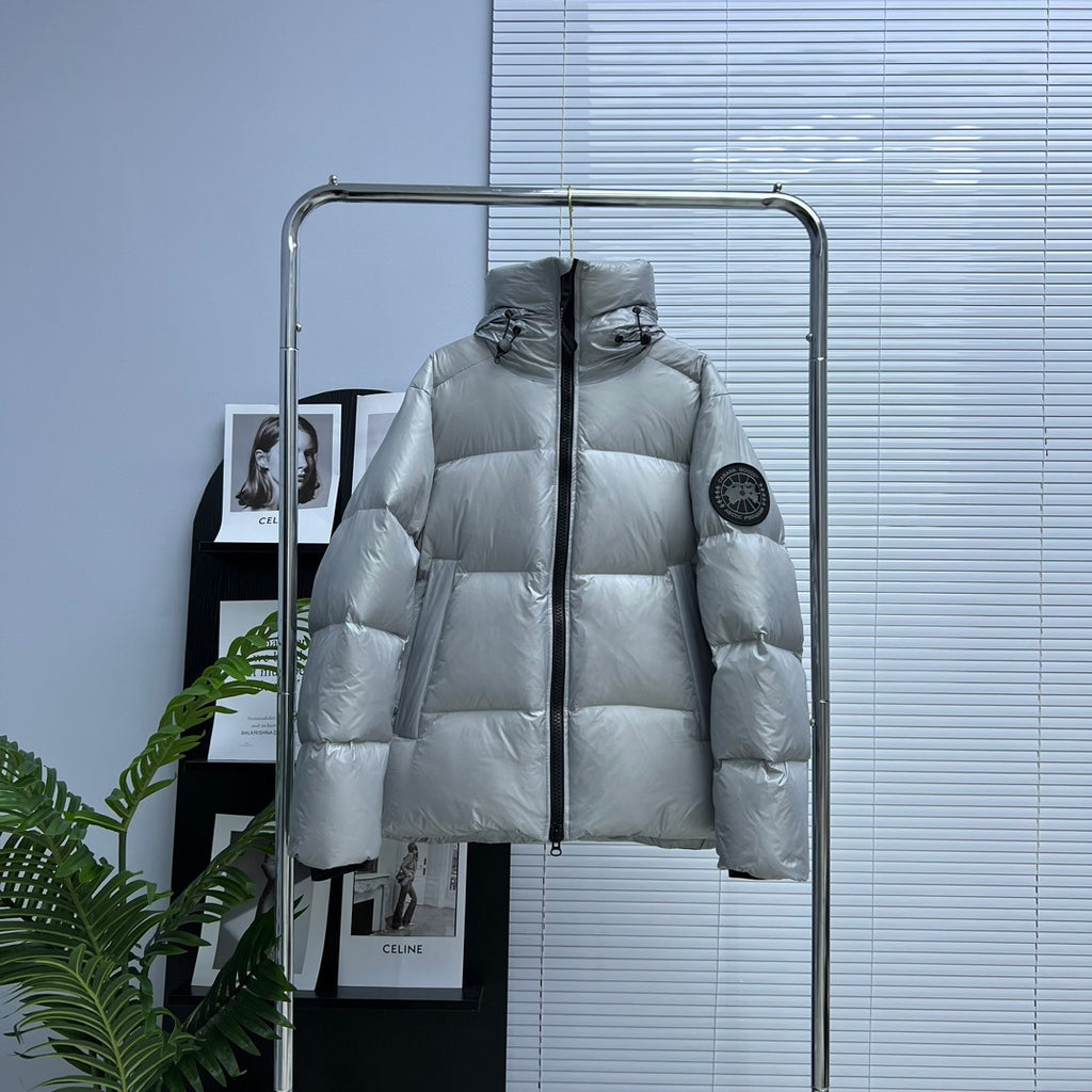 Canada Goose Crofton Silver Hooded Down Puffer Jacket