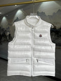 Moncler White Quilted Vest with Angled Zip Pockets
