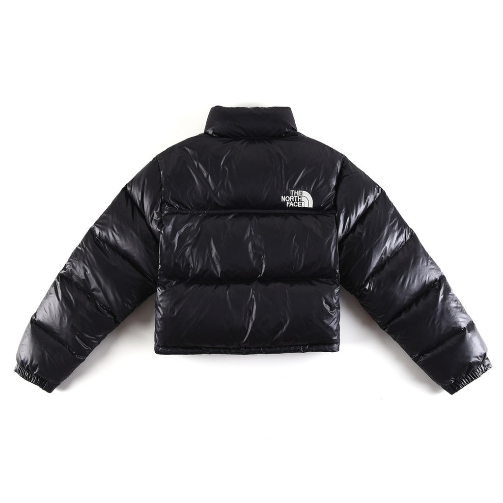 The North Face Black Glossy Cropped Puffer Jacket