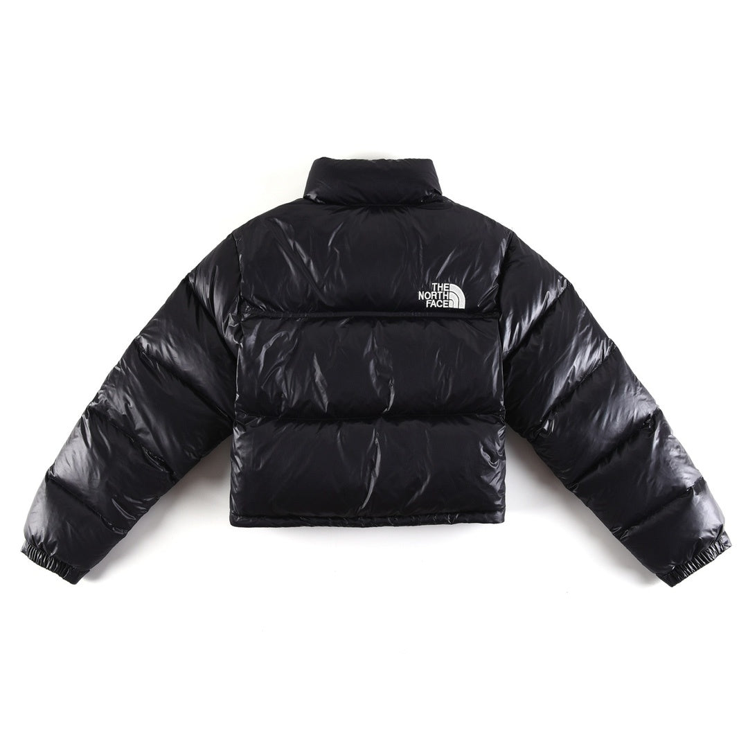 The North Face Black Glossy Cropped Puffer Jacket