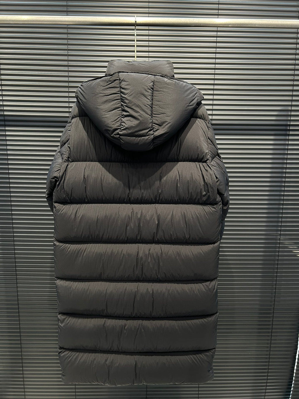 Moncler Matte Black Long Hooded Puffer Coat