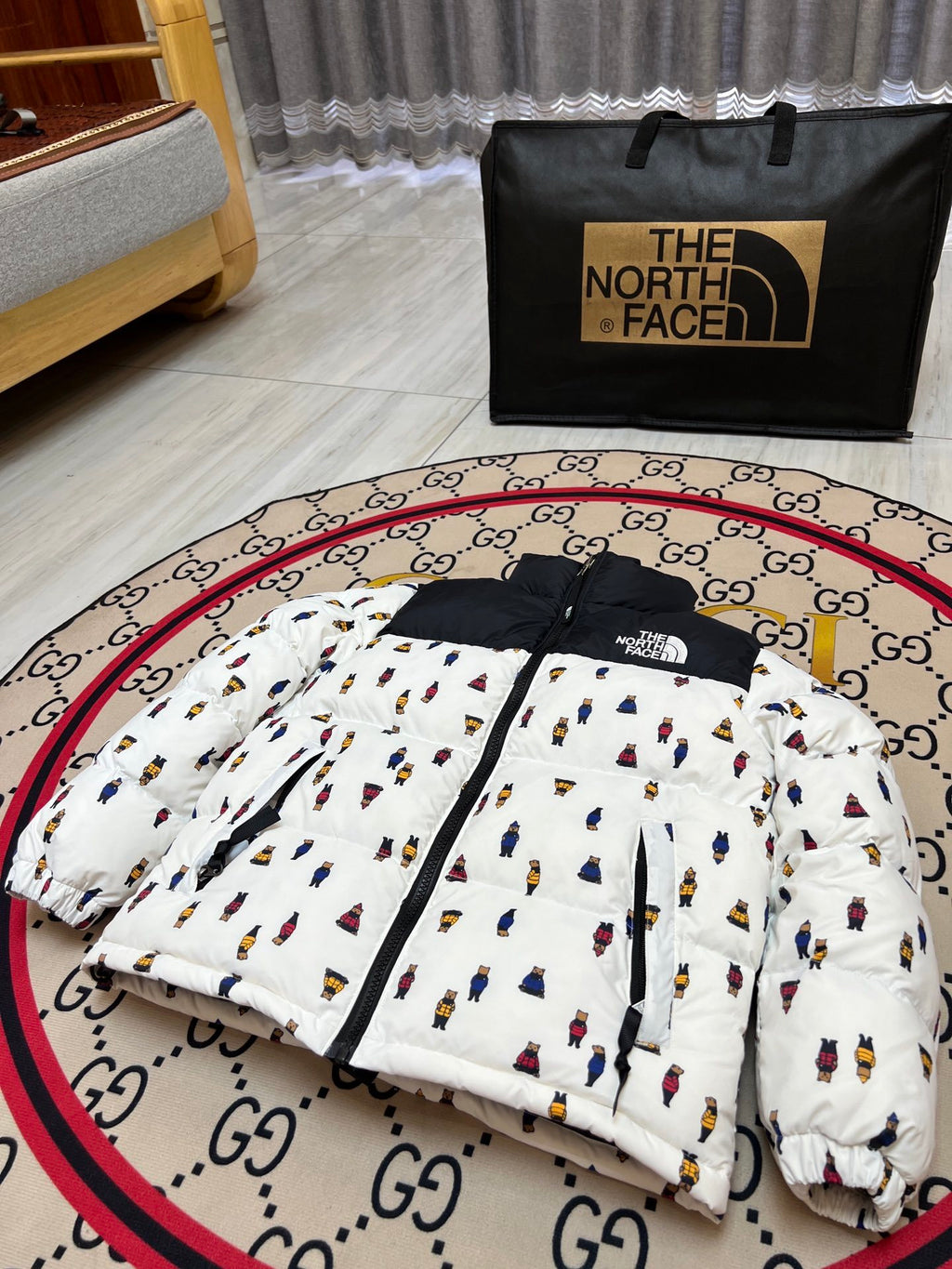 The North Face 1996 Kids' White Character-Print Down Jacket