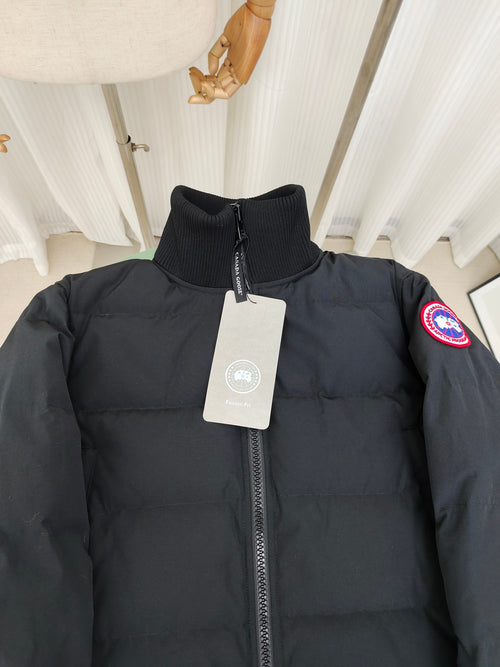 Canada Goose Black Quilted Jacket with Ribbed Stand Collar