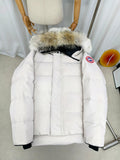 Canada Goose Wyndham White Fur-Trim Hooded Down Jacket