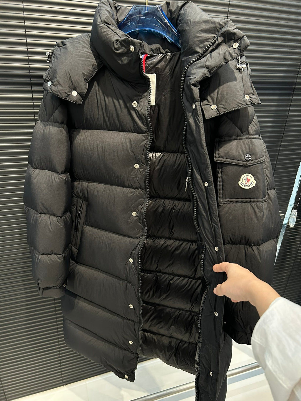 Moncler Matte Black Long Hooded Puffer Coat