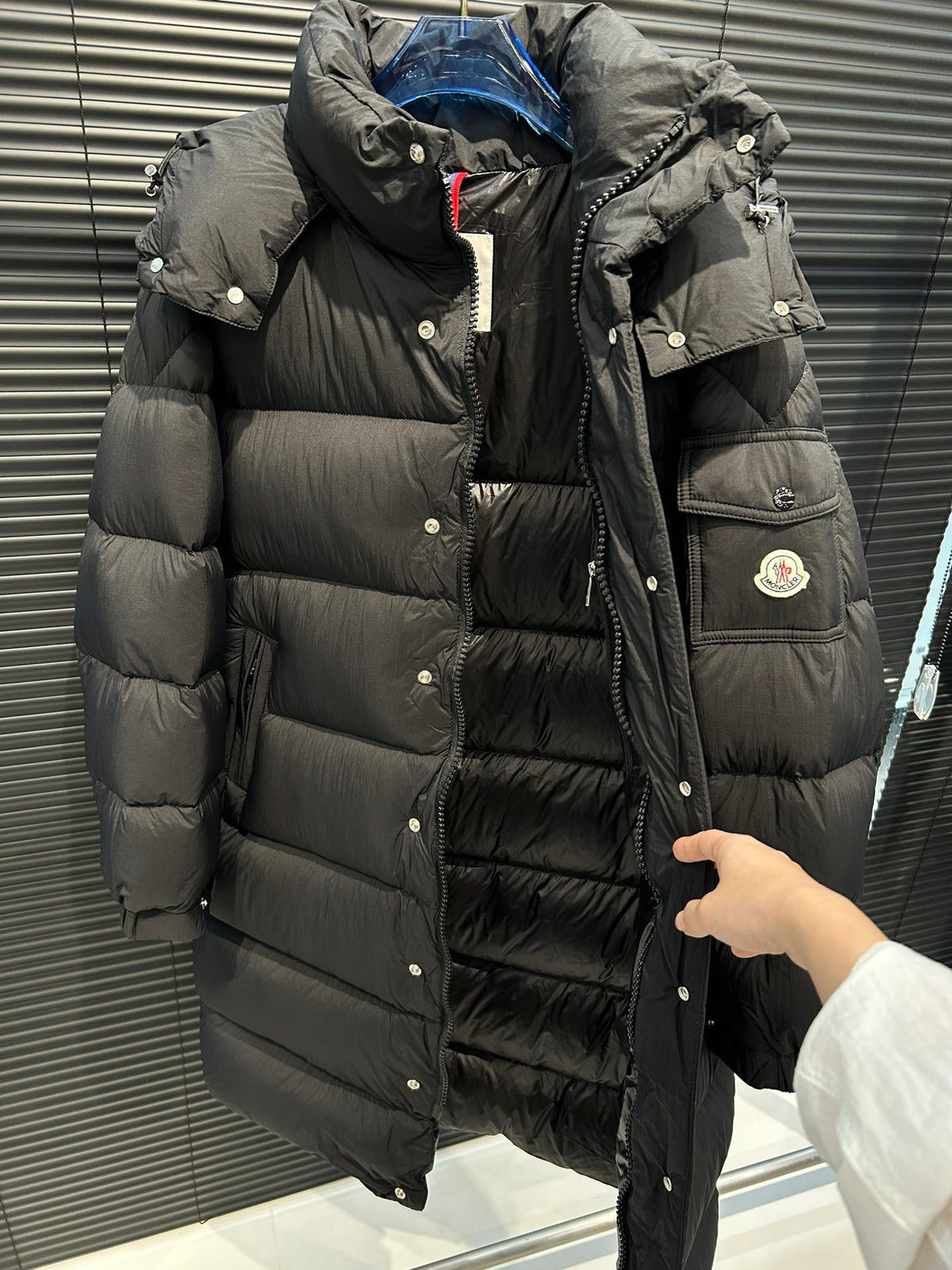 Moncler Matte Black Long Hooded Puffer Coat