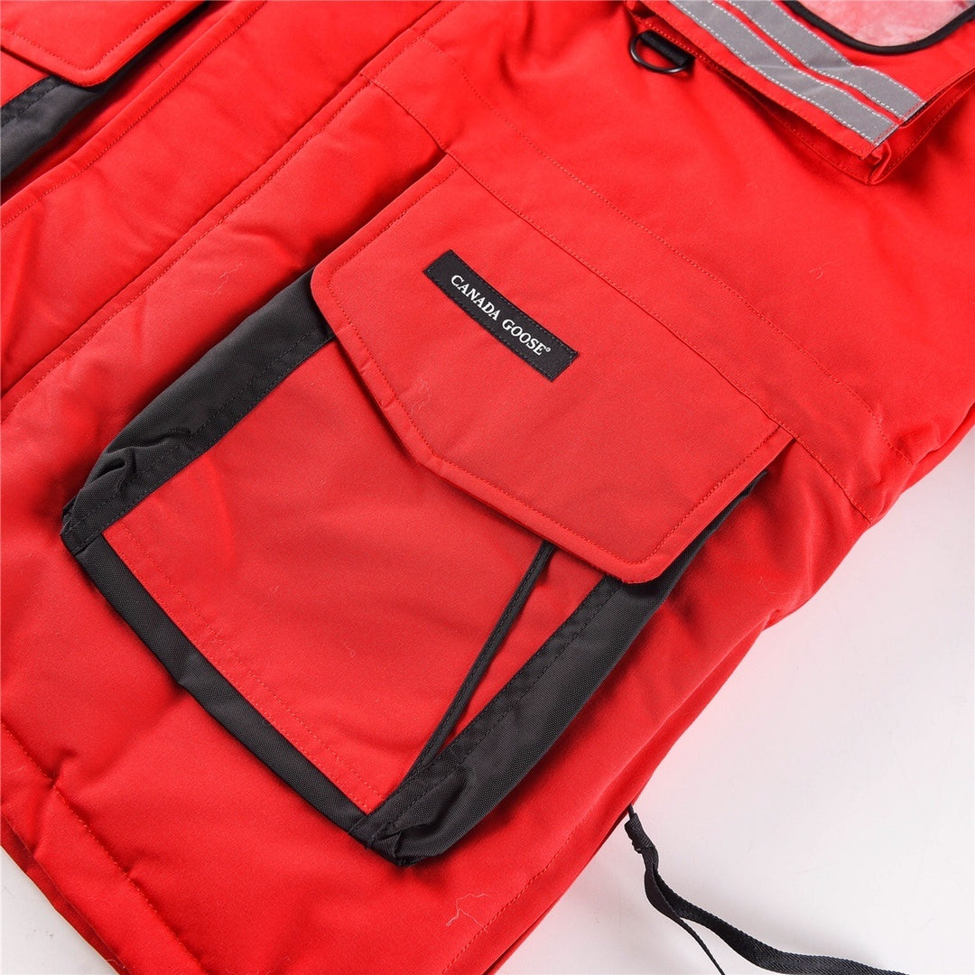 Canada Goose Red Utility Parka with Plush-Trimmed Hood