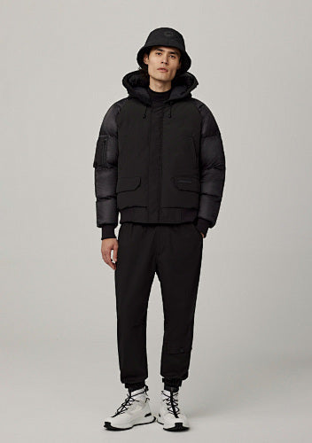 Canada Goose Black Hooded Jacket with Quilted Sleeves