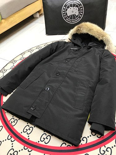 Canada Goose Black Hooded Parka with Plush Trim