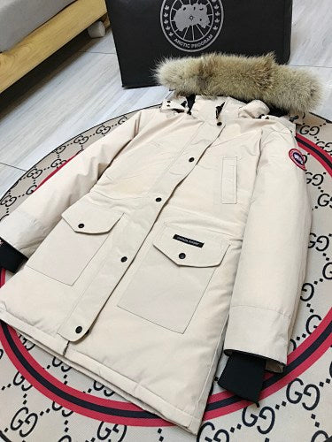 Canada Goose Women's Cream Hooded Parka with Plush Trim