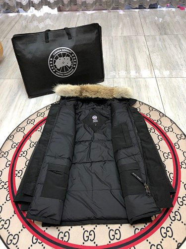 Canada Goose Black Hooded Parka with Plush Trim