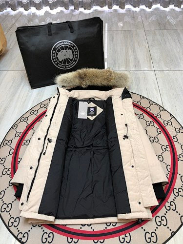 Canada Goose Women's Cream Hooded Parka with Plush Trim