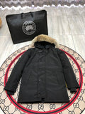 Canada Goose Black Hooded Parka with Plush Trim