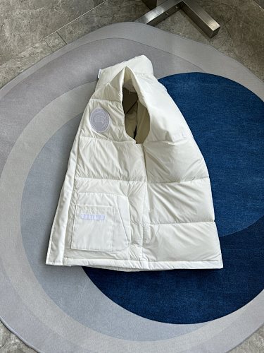 Canada Goose White Quilted Vest with Stand Collar