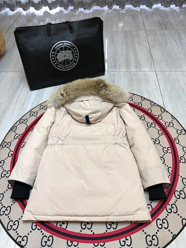 Canada Goose Women's Cream Hooded Parka with Plush Trim