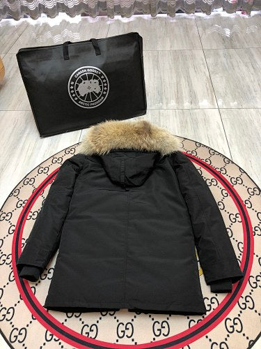 Canada Goose Black Hooded Parka with Plush Trim