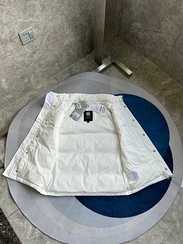 Canada Goose White Quilted Vest with Stand Collar