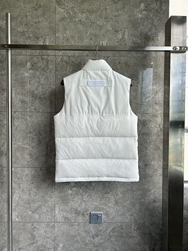 Canada Goose White Quilted Vest with Stand Collar