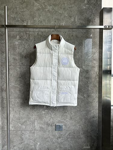 Canada Goose White Quilted Vest with Stand Collar