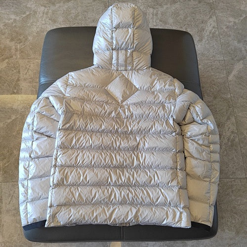 Canada Goose Silver Hooded Puffer Jacket with Zip Pockets