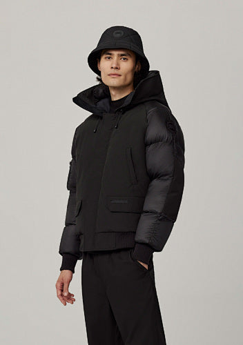 Canada Goose Black Hooded Jacket with Quilted Sleeves