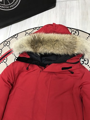 Canada Goose Unisex Red Hooded Parka with Plush Trim