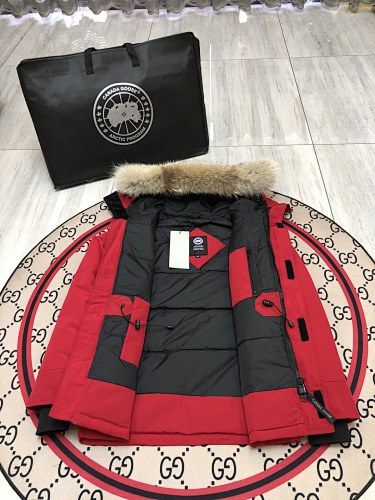 Canada Goose Unisex Red Hooded Parka with Plush Trim