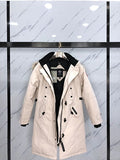 Canada Goose Cream Longline Hooded Parka with Plush Trim