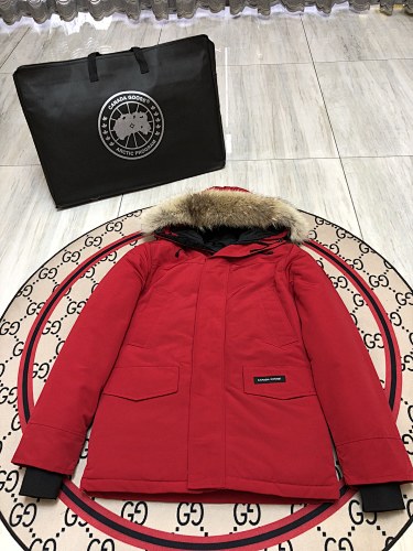 Canada Goose Unisex Red Hooded Parka with Plush Trim