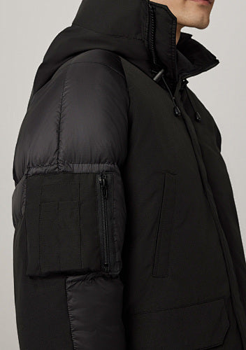 Canada Goose Black Hooded Jacket with Quilted Sleeves