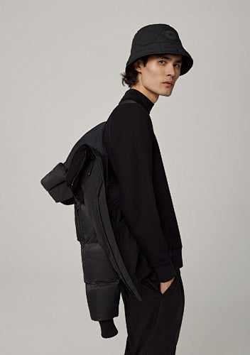 Canada Goose Black Hooded Jacket with Quilted Sleeves